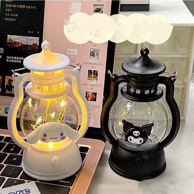 

Kawaii Sanrio Kuromi Cinnamoroll DIY Cartoon Led Handheld Night Light High Value Ambient Light Plush Toys Small Oil Lamp Gifts