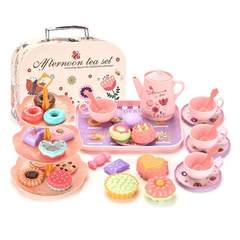 

36pcs DIY Pretend Play Toy Simulation Tea Food Cake Set Play House Kitchen Afternoon Tea Game Toys Gifts For Children Kids