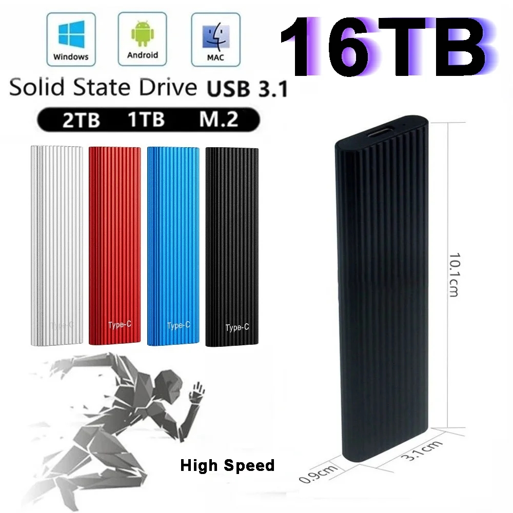 

M.2 Mobile External Hard Drive SSD USB 3.1 16TB Original High Speed Solid State Drive TYPE-C HDD Hard Drive For Laptops Desktop