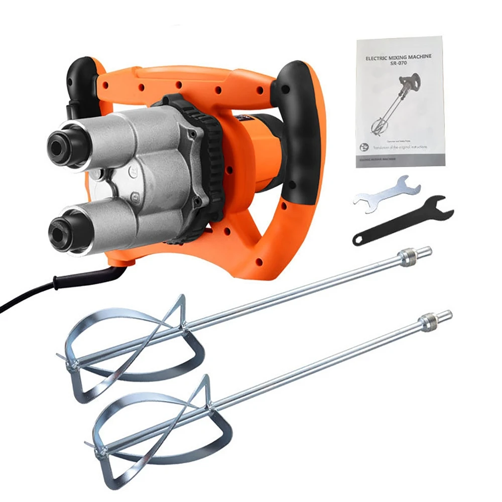 1580 Вт электрическая Бетономешалка 220 В с двумя стержнями, ручные строительные электроинструменты, 6 скоростей, регулируемые