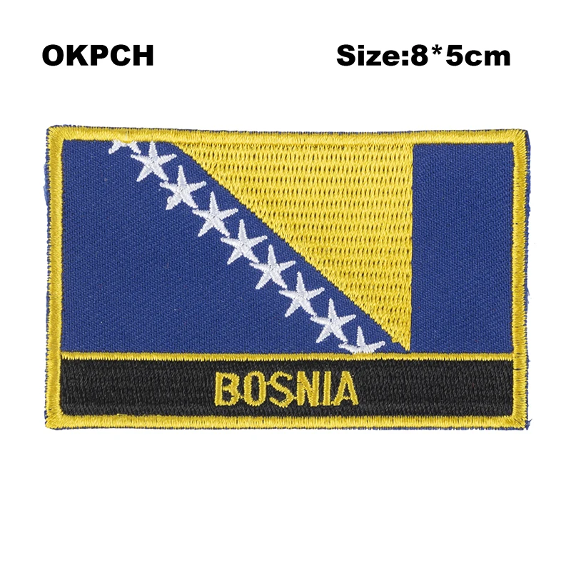 

Bosnia Flag Embroidery Patches Iron on Saw on Transfer patches Sewing Applications for Clothes in Home&Garden