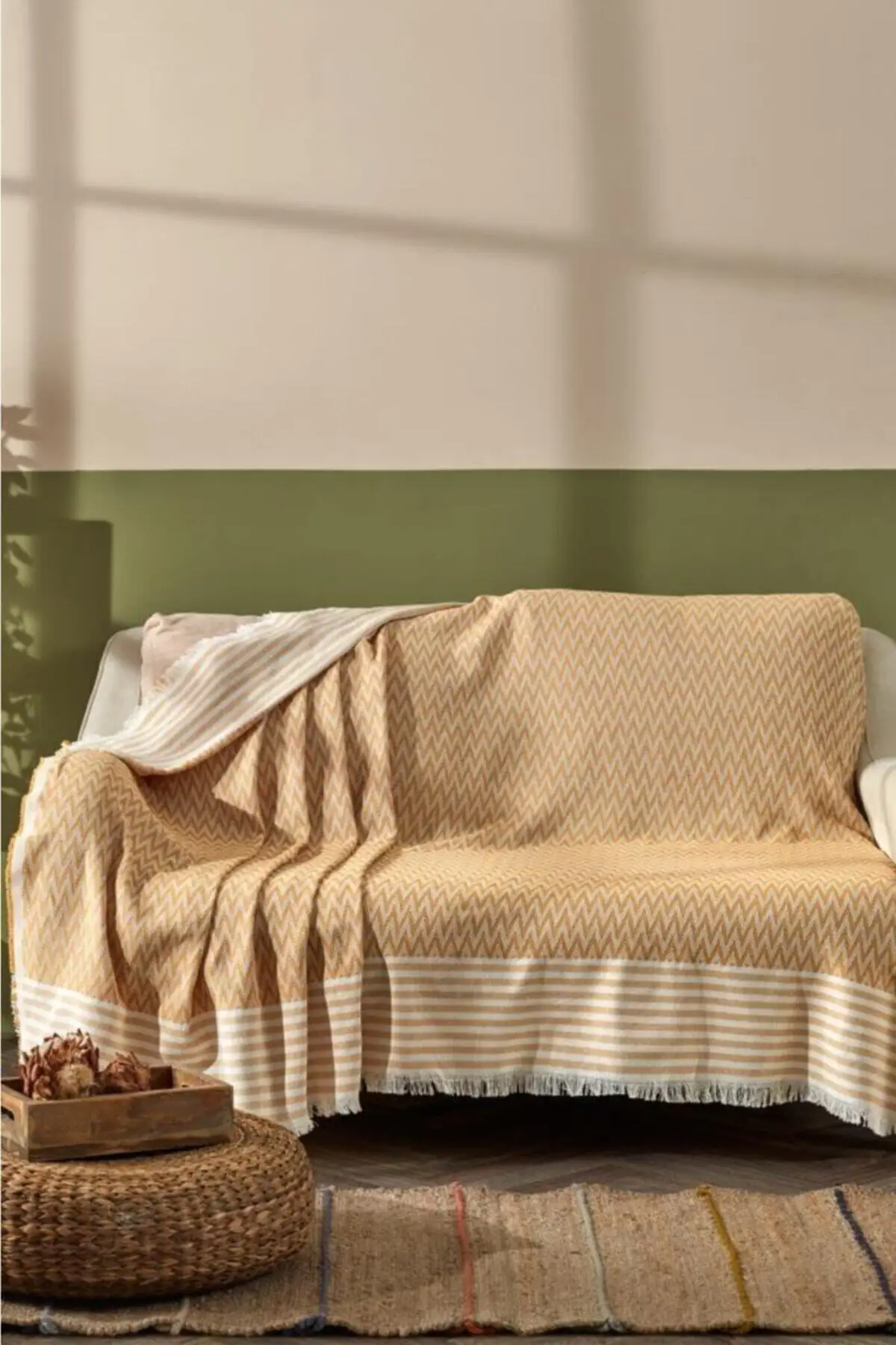 

Trio Natural Linen Seat Cover Shawl Cotton 170x210 Yellow Salon Textile Home & Furniture