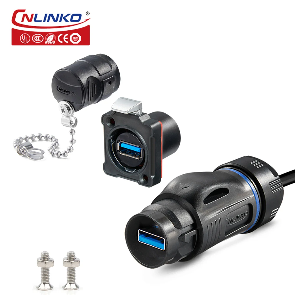 Cnlinko M24 водонепроницаемый USB 3,0 разъем для передачи данных штекер-Гнездо разъем питания для быстрой зарядки с удлинительным кабелем 100 см шнур