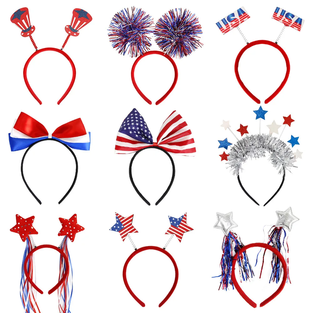 

American Independence Day Five-pointed Star Tassel Headband USA National Day Hairband Kids Happy USA Independence Day Party