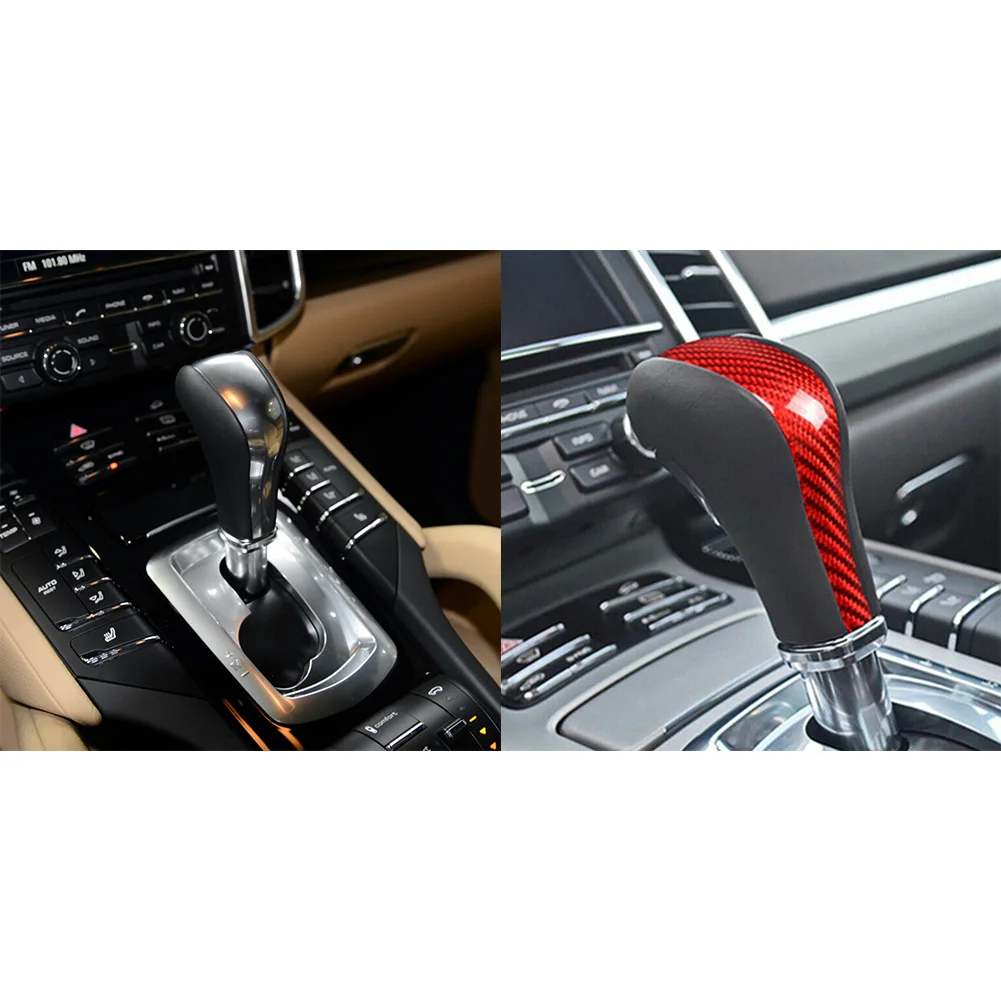 

Крышка ручки переключения передач для Porsche Cayenne 2011-2017, 1 шт., ярко-красные автомобильные аксессуары, крышка центрального рычага из углеродног...