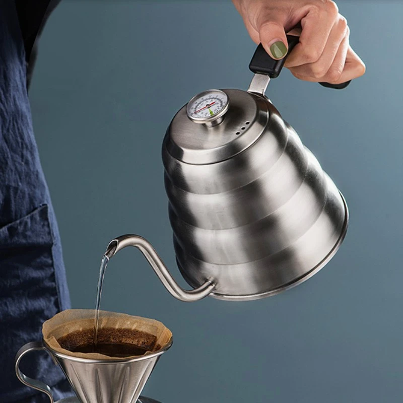 

Long Mouth Thin Mouth Coffee Pot Ear Thermometer 304 Stainless Steel Cloud Pot Household Filter Coffee Appliances Coffeeware Bar