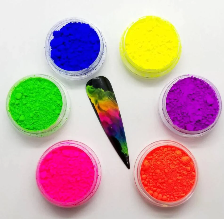 Neon Pigment Powder Fluorescent Nail Glitter Shinny Chrome Dust DIY Gel Polish Manicure Paillettes For Nails Art Decoration images - 6