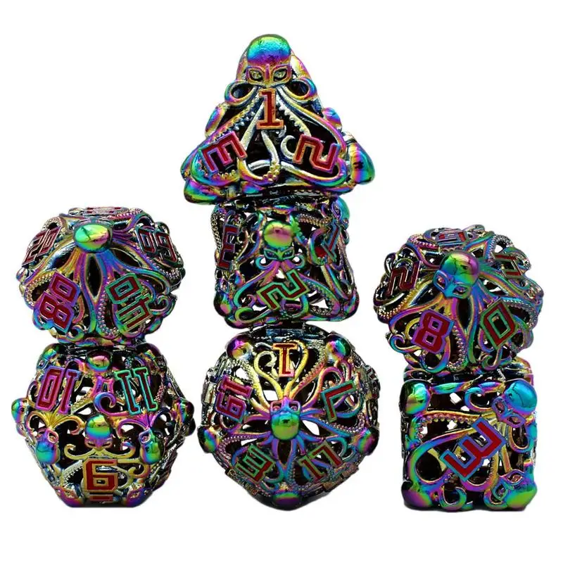 

Metal Polyhedral Dice 7pcs Critical Role Dice Dragons Dice Sets With Hollow Design Sense Of Music And Wind Chime For Fantasy