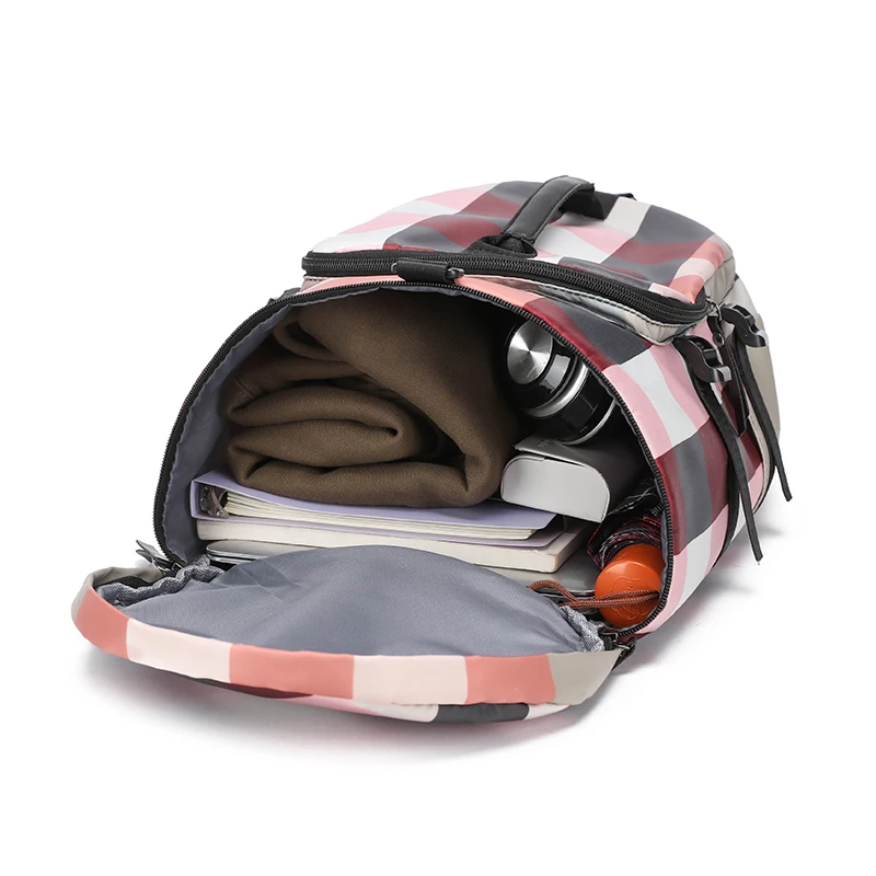 Large Capacity Oxford Cloth Versatile Backpack Female Korean Version Of Fashion Plaid Bag Travel Bag Male Fitness Duggel Bag M08