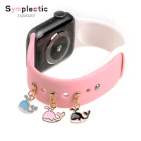 for apple watch band metal charms decorative ring diamond ornament smart watch silicone strap accessories for iwatch bracelet