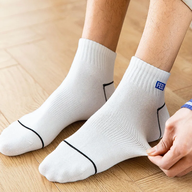 

Носки мужские тонкие сетчатые дышащие, повседневные однотонные короткие носки-лодочки с вышивкой, хлопковые спортивные, летние