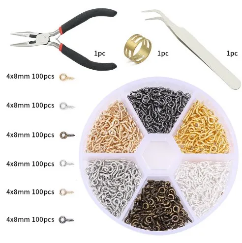 

1 box Small Tiny Mini Eye Pins Eyepins Hooks Eyelets Screw Threaded Gold Color Clasps Jewelry Findings For Making DIY