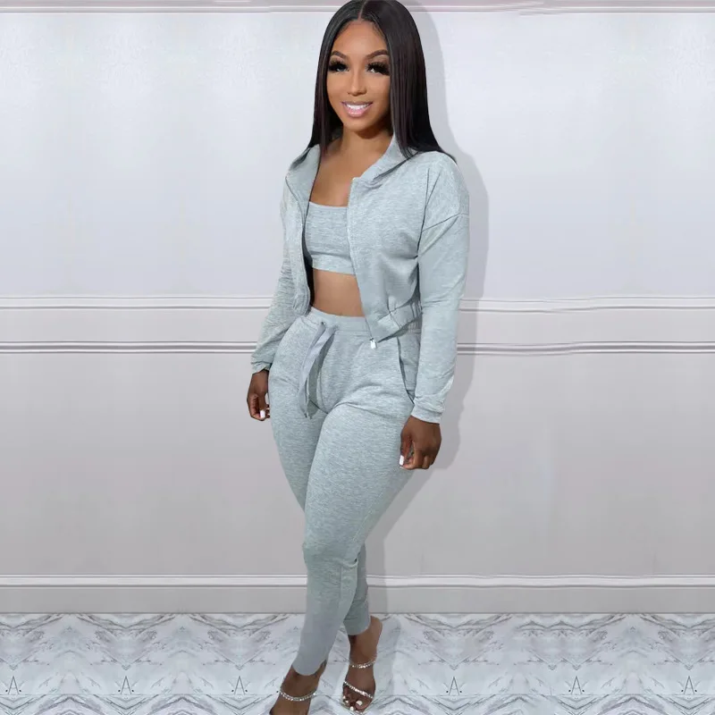 Осенний женский спортивный костюм с лямкой на шее + пальто капюшоном широкий