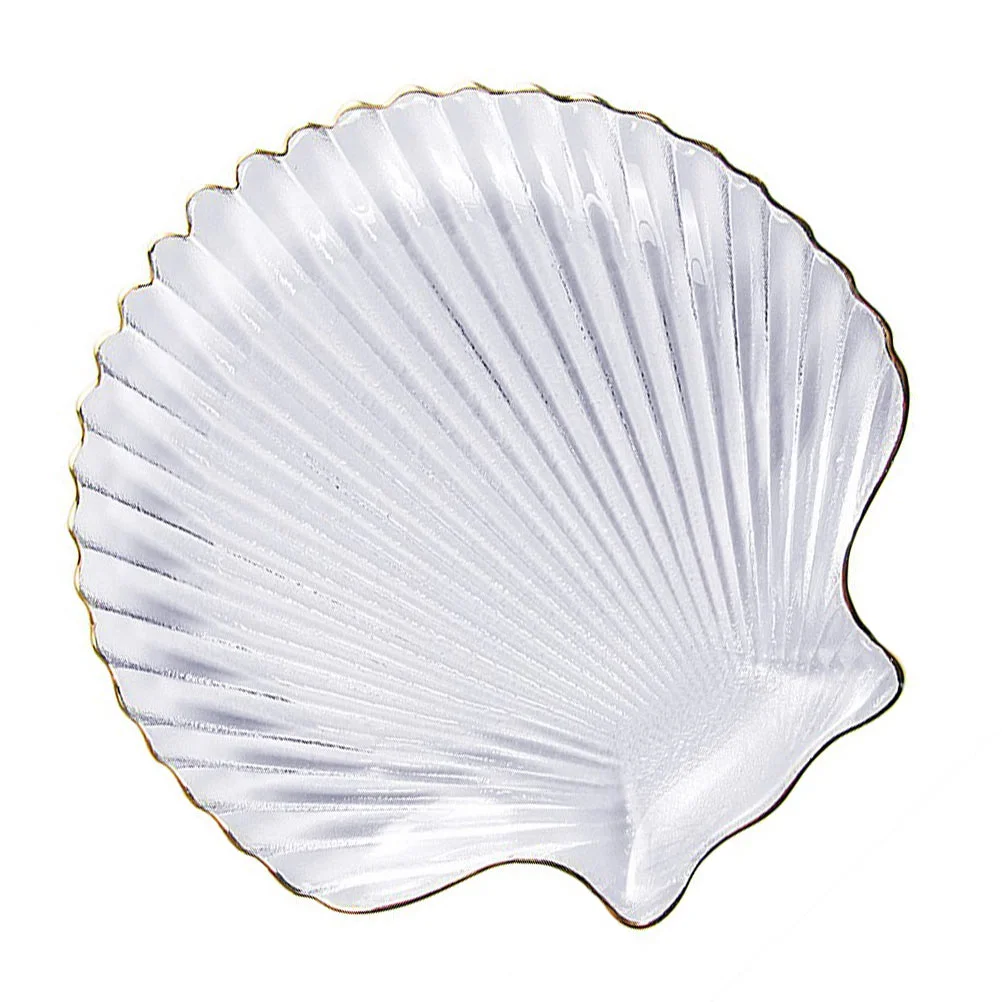 

1pc Glass Tray Glass Plates Breakfast Plate Shell Shape Holder