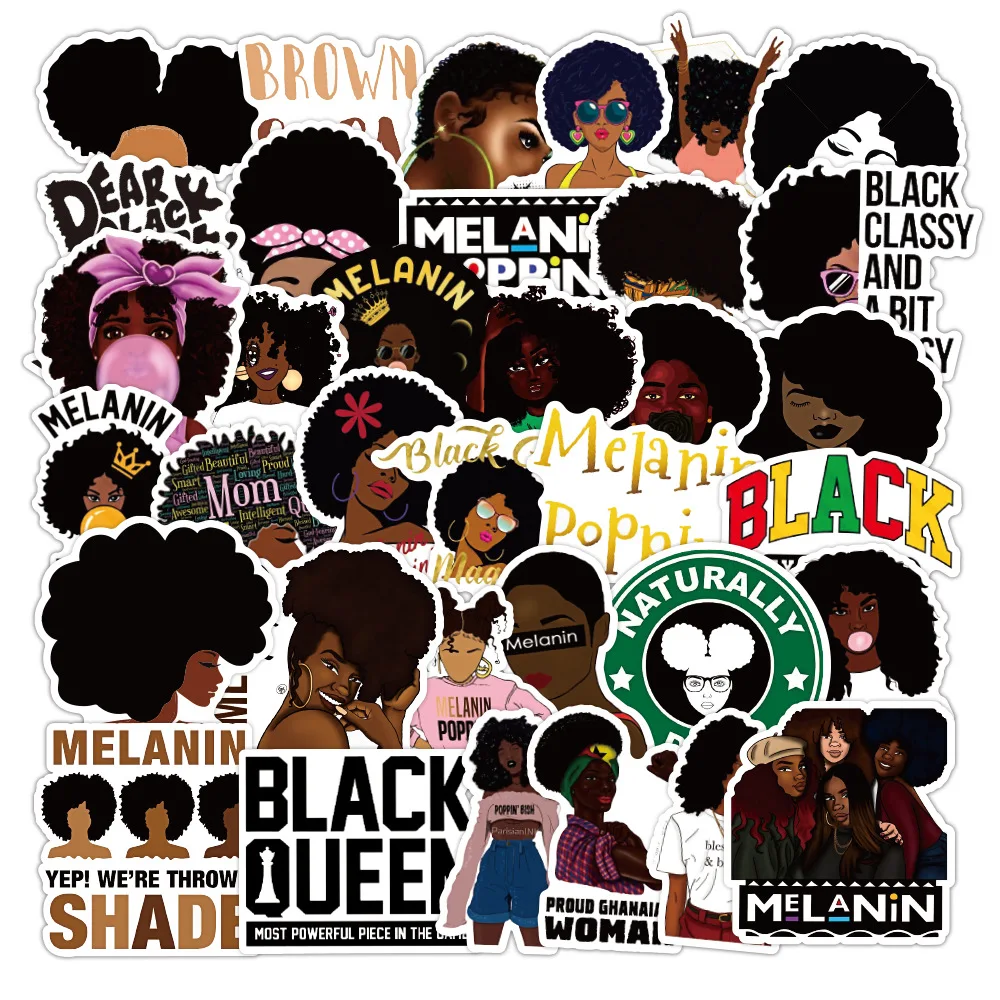 

100 Pieces Inspirational Black Girl Cool Stickers Waterproof Stickers for Guitar Laptop Helmet Bicycle Luggage Cart Sticker