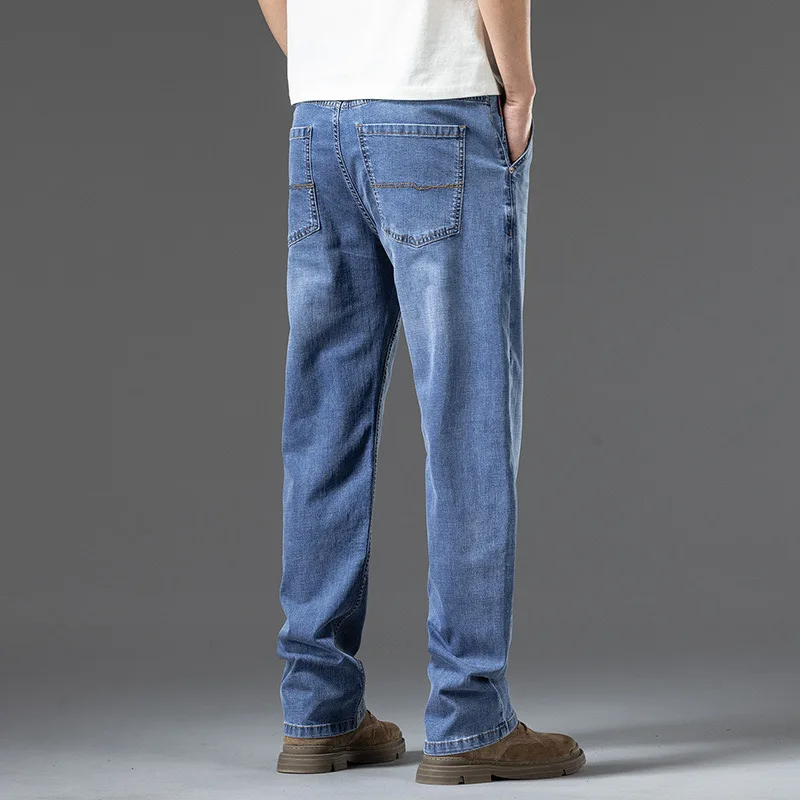 Джинсы мужские тонкие свободного покроя модные Универсальные прямые брюки
