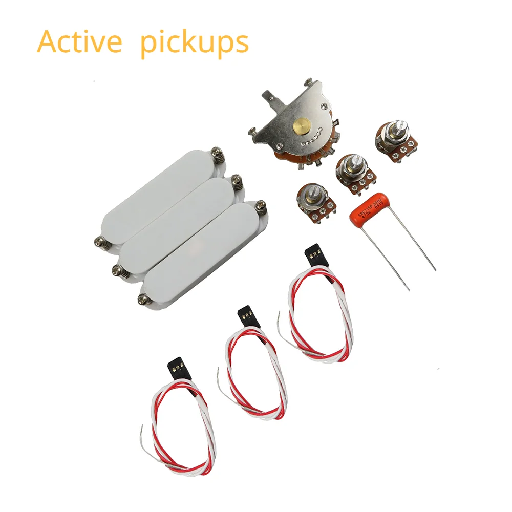 

White Active Pickup Guitar Pickup Single Coil Pickup SSS Neck Middle and Bridge with Potentiometer Accessory Set