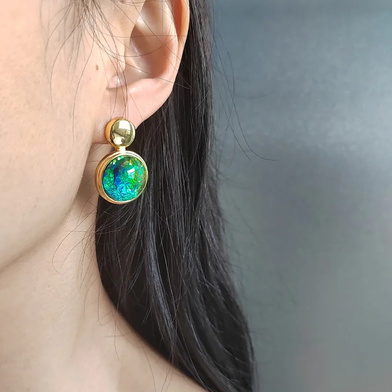 Элегантные зеленые серьги в стиле ретро для женщин ювелирные аксессуары