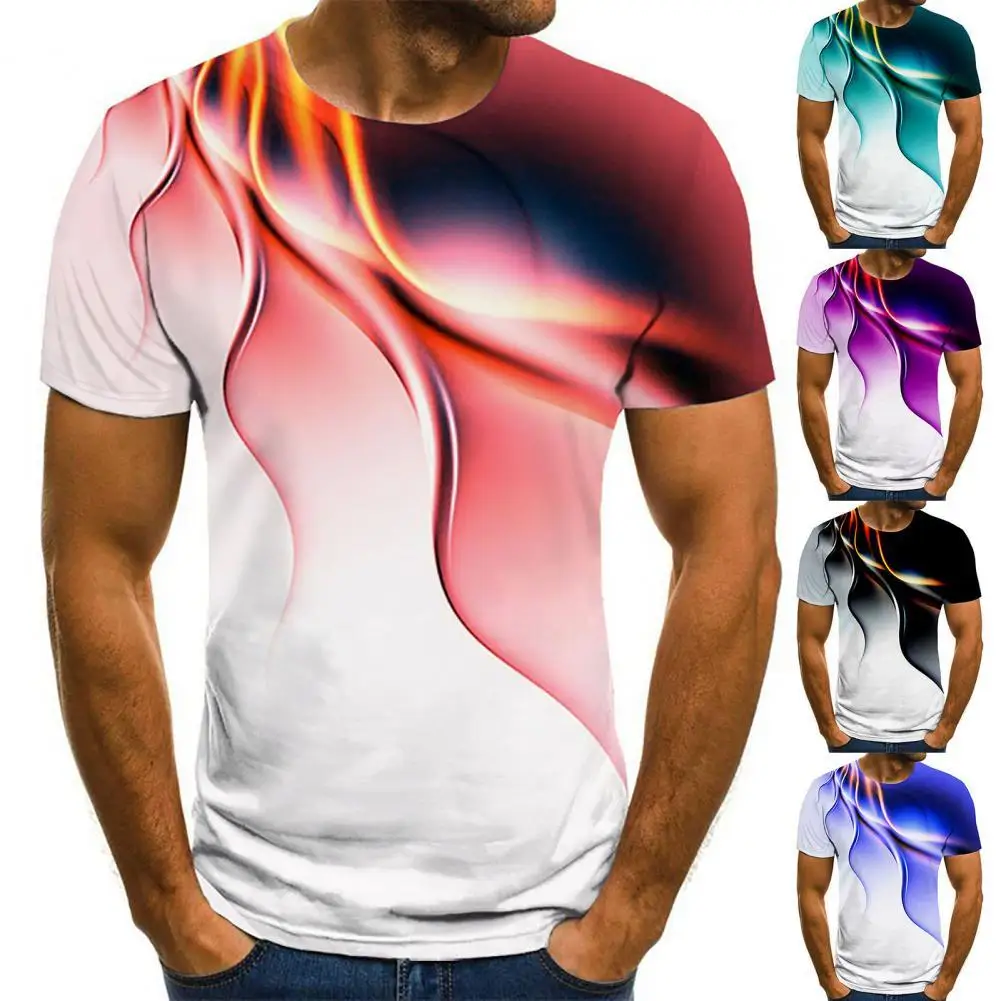

Stylish Men T-shirt Elastic Quick Drying Summer T-shirt Men Summer Print T-shirt