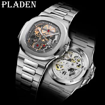 Original Automatic Men's Luxury Watch Mechanical Waterproof Skeleton Wristwatches Fashion Sports Fully Steel Luminous Male Clock