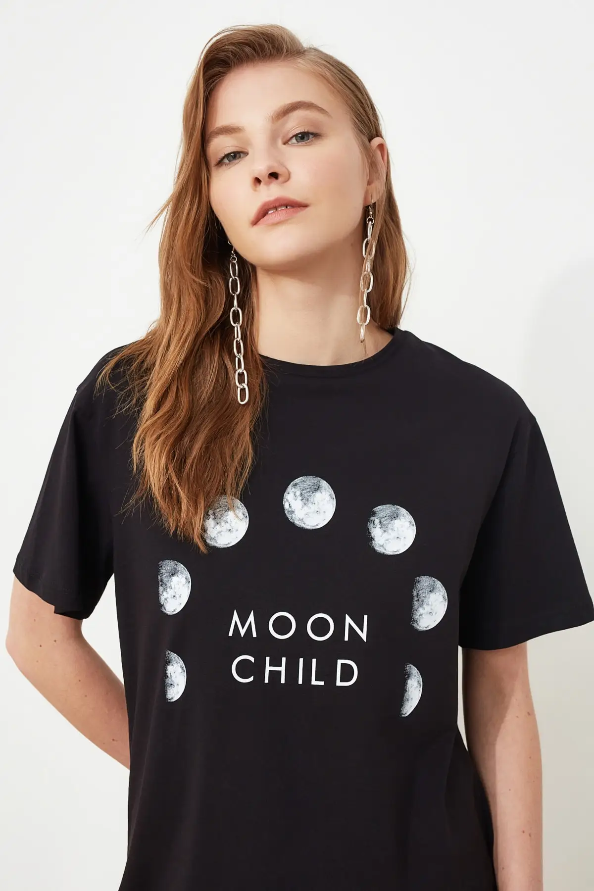 Trendyol White Printed Boyfriend Knitted T-shirt TWOSS19GS0087 | Женская одежда