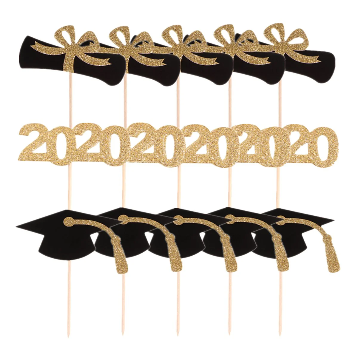 

30pcs Graduation Party 2020 Cupcake Toppers Glitter Fruit Insert Paper Bachelor Design Cake Decorating Fruit Picks