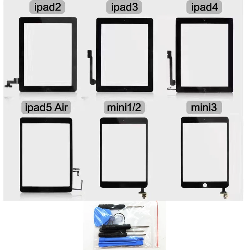 

New Touch Screen For Apple iPad 5 4 3 2 MINI 1 2 3 LCD Display Outer Glass Digitizer Sensor Replacement
