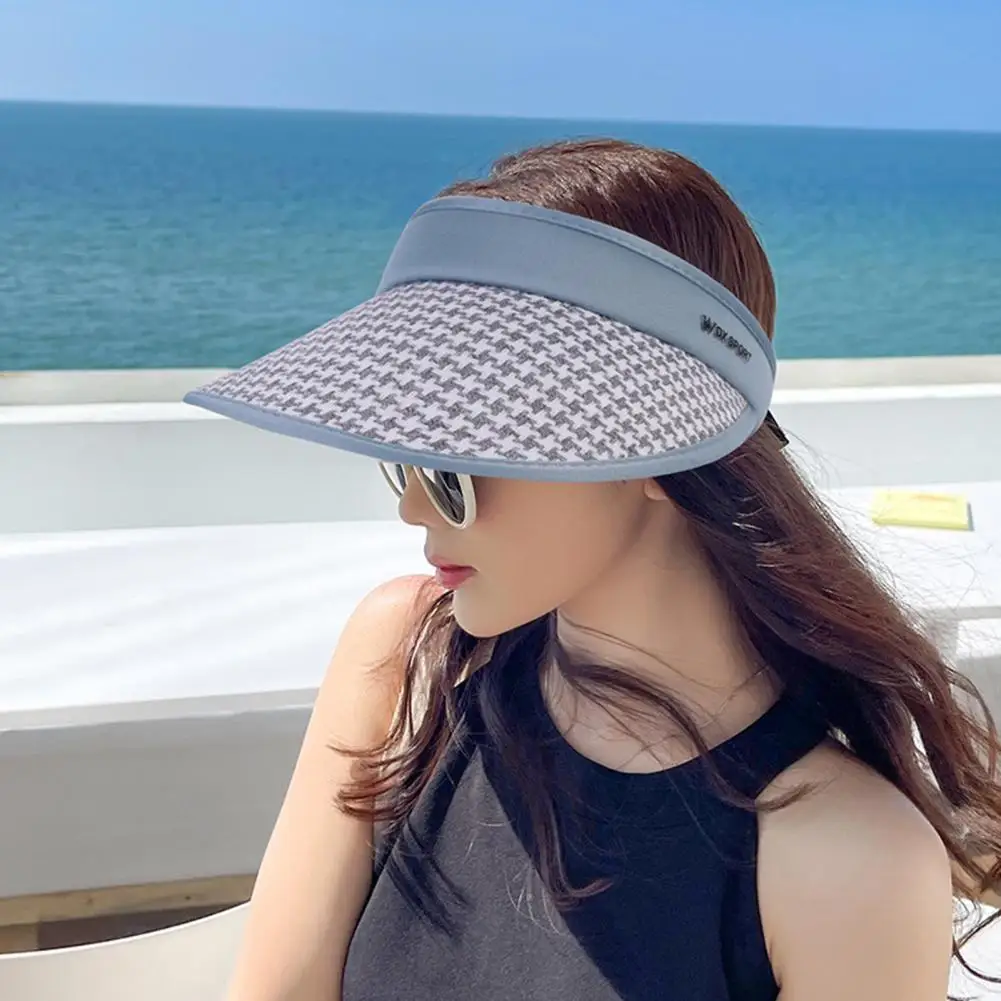 

Women Sun Hat Empty Top Adjustable Long Brim Contrast Color Anti-deformed Sunscreen Breathable Face Protection Outdoor Travel Ha