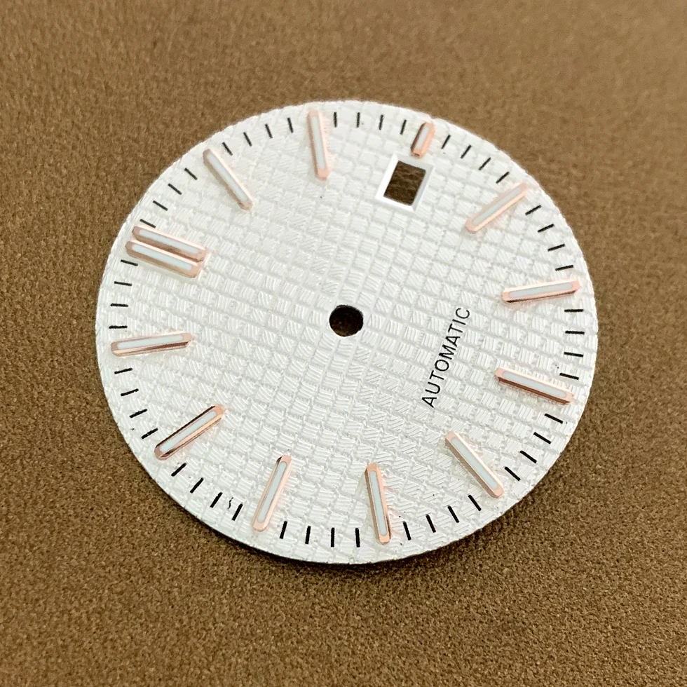 S Watch Dial Accessories 31.8mm for Japanese NH35 NH36 Caliber Dial, Rose Studs, Silver Spikes, Green Luminous Men Watch