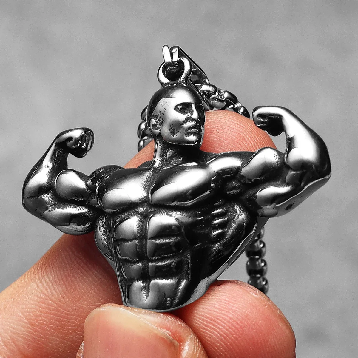 Фото Тренажерный зал Muscle Power Фитнес Мужское ожерелье из нержавеющей стали Бодибилдинг Подвеска-цепочка Женские ювелирные изделия Мода Оптовая продажа Прямая поставка №3