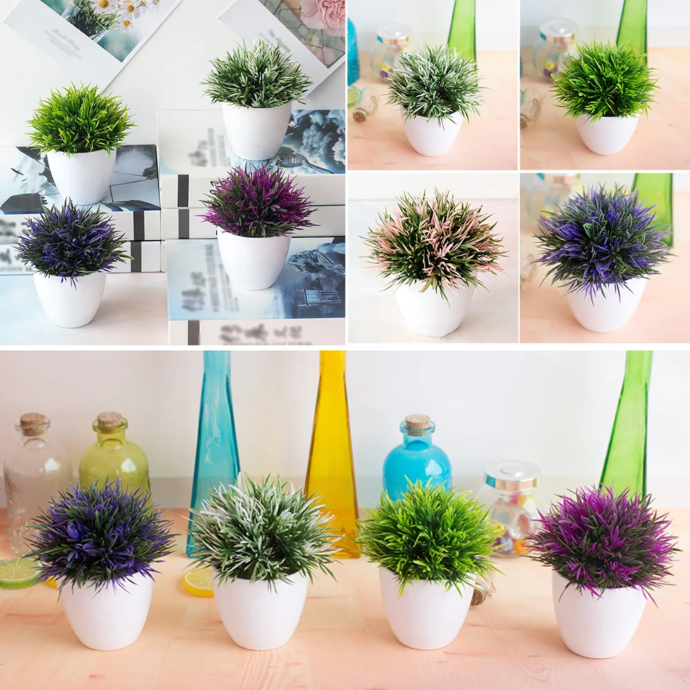 

1PC Colorful Artificial Plant Bonsai Small Tree Grass Potted Fake Plant Simulation Plastic Arrangement Home Decoration Ornament