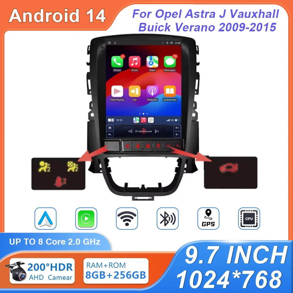 Для Opel Astra J VauxhallBuick Verano 2009-2015 авторадио Carplay мультимедийное авто 4G WIFI BT