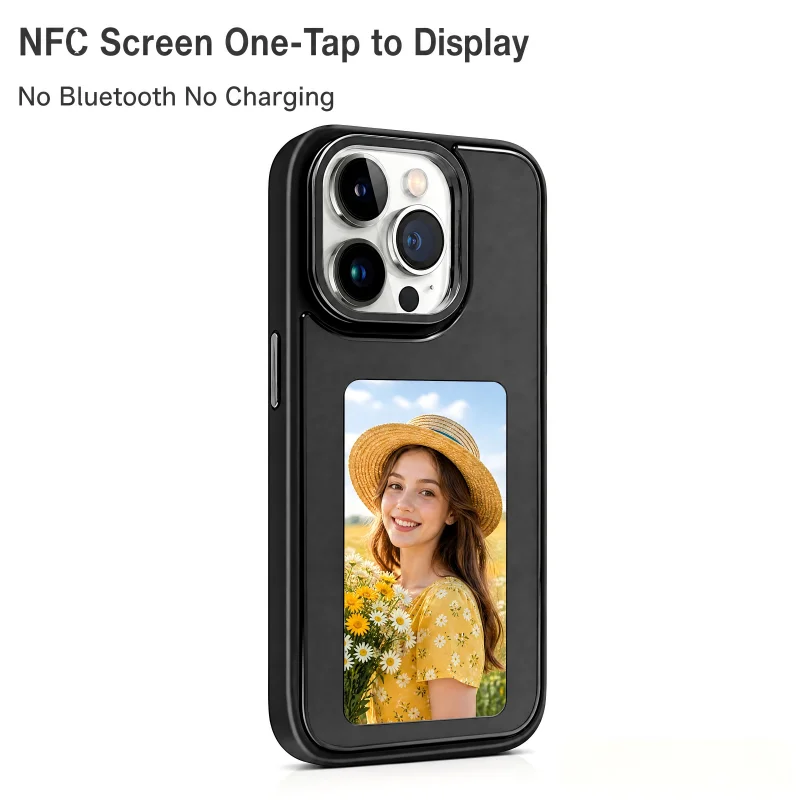 Фото Чехол для iPhone 15 14 17 Pro Max с NFC, пассивным 4-цветным E-Ink дисплеем, возможностью самостоятельной настройки фото и изображения, смена изображения одним нажатием. №3