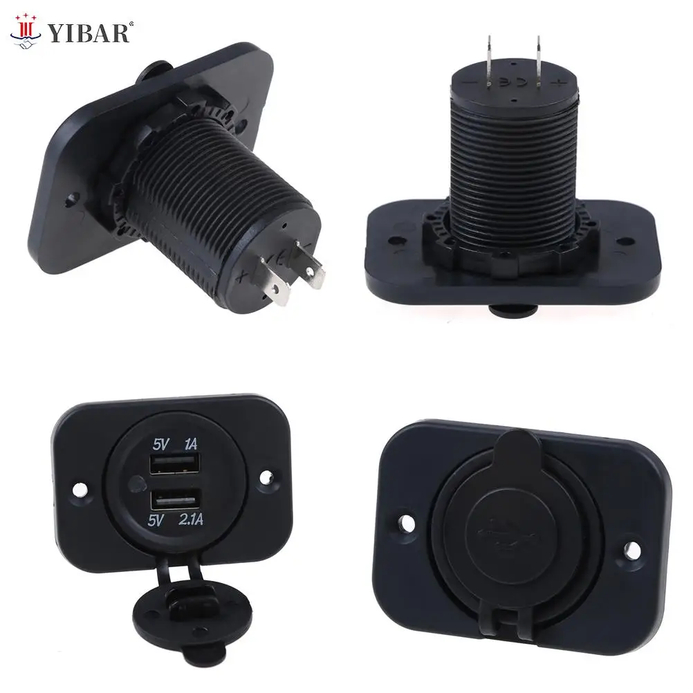 

Dual 2 USB Outlet 1A & 2.1A Port Socket Charger For Car Boat Motorcycle 12 Volt