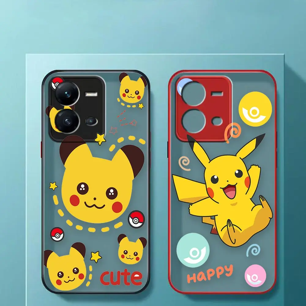 

Matte Case Funda Coque For VIVO V25 23E 21E 21 20 19 17 15 11 11I 5 SE S9 6 5 1 PRO PLUS 5G Clear Case Cute P-Pikachu Monster