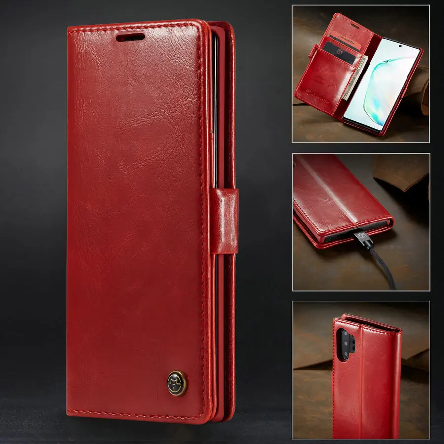 

CaseMe Luxury Case For Samsung Note 10 Plus Card Magnetic Flip leather Wallet Cover For Samsung Galaxy Note 10 Flip Phone Cover