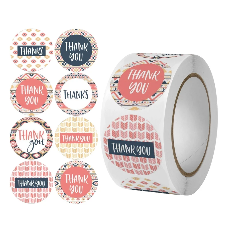 

500Pcs Checkered Thank You Stickers Labels Round for Greeting Cards Flower Bouquets Gift Wraps Tags Mailers Bag Birthday