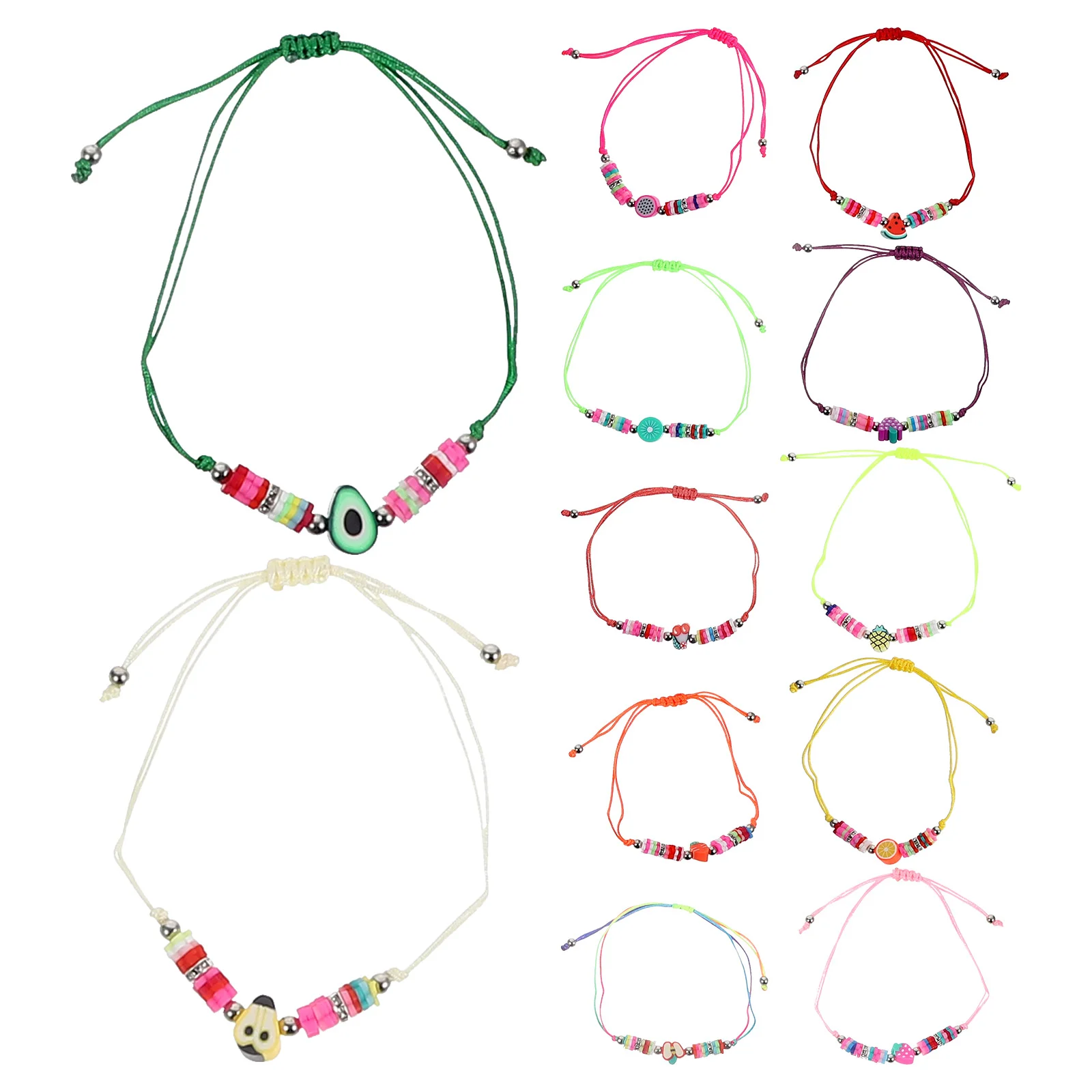 Браслет-подвески Дракон Фрукты Бусины Дружба Глиняные браслеты Многослойный