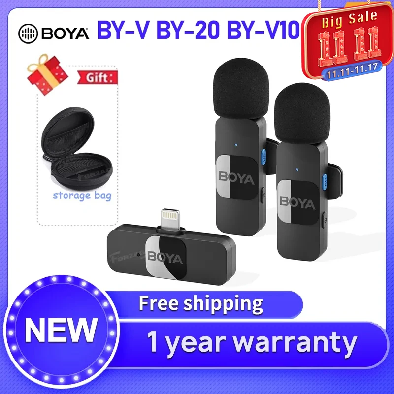 

BOYA BY-V BY-20 BY-V10 беспроводной петличный мини-микрофон для iPhone iPad Android прямая трансляция игровая Запись интервью Vlog