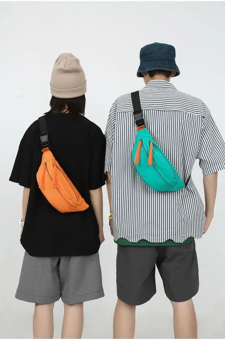 Men's Fashion Brand Sport Chest Bag  Japanese Style Simple Waist Bag Shoulder Bag Men's Canvas Casual Messenger Bag