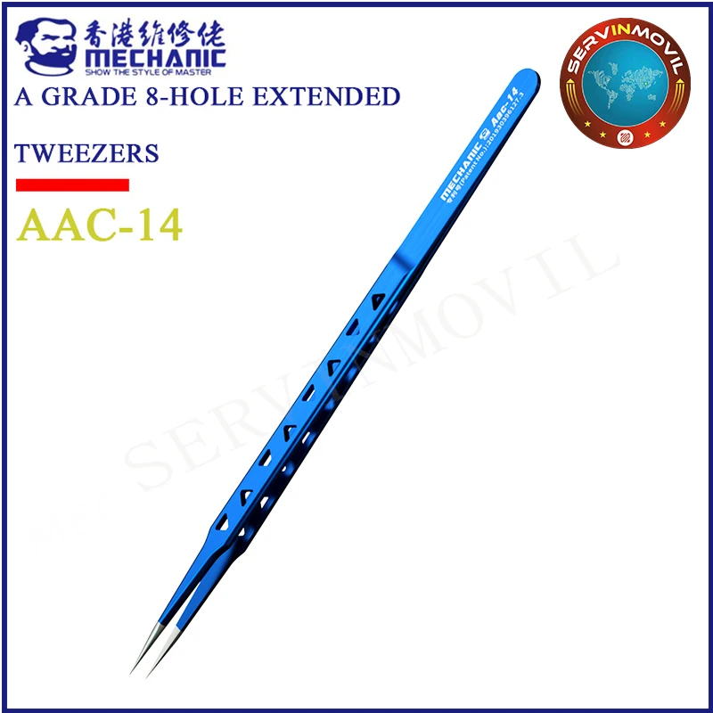 

MECHANIC AAC-14 hollow heat-dissipating tweezers, lengthened thickened high hardness tweezers for mobile phone repair tweezer