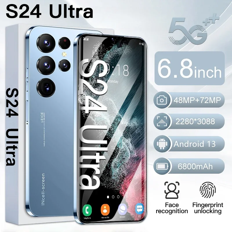 

New S24 Ultra Smartphone telefone 6.8HD 6800mAh 16+1TB Cellphones 48MP+72MP Camera 4G 5G Unlock Mobile Phones