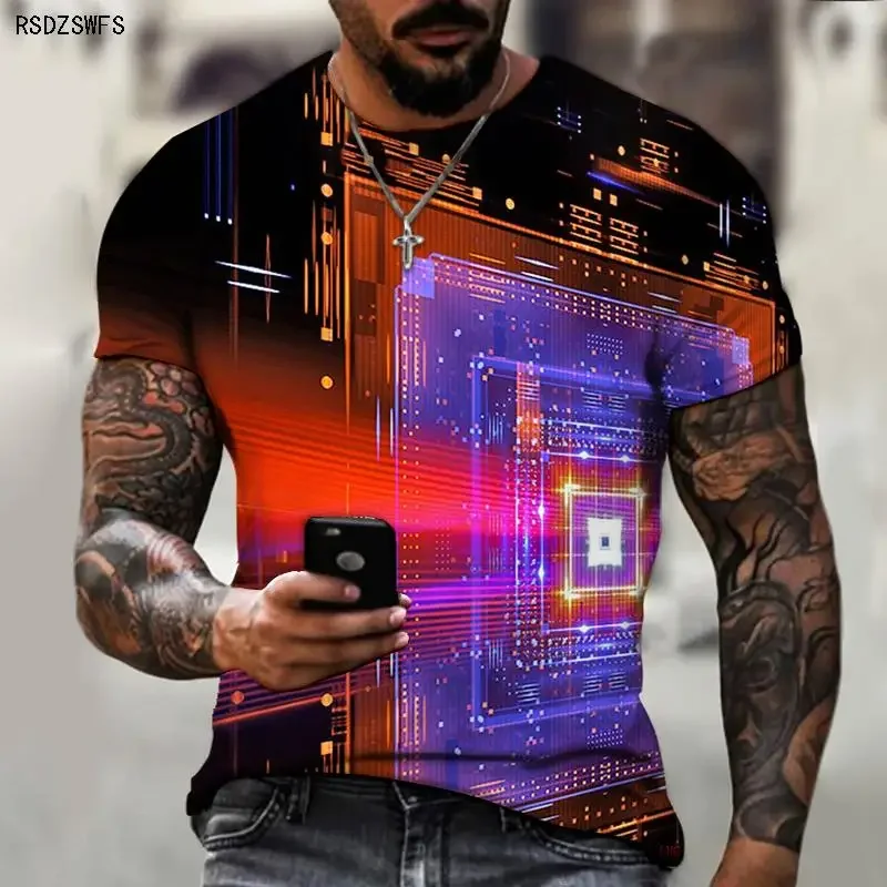 Летняя мужская технология электронный чип Bitby с коротким рукавом 3D ...