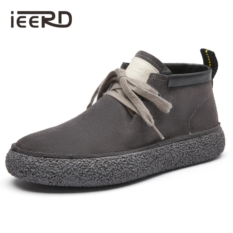 Повседневные мужские ботинки из натуральной кожи мягкие замшевые кожаные для
