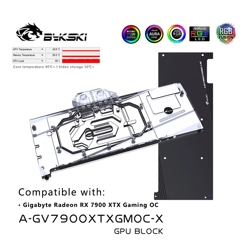 

Блок графического процессора Bykski для Gigabyte Radeon RX 7900 XTX Gaming OC, блок водяного охлаждения, медный радиатор