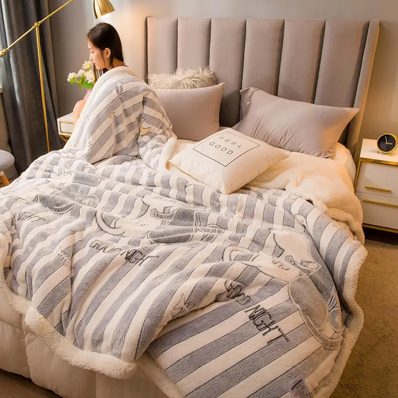 

Двойное толстое теплое зимнее одеяло с ягненком, одиночное одеяло, покрывало для общежития, одиночное одеяло