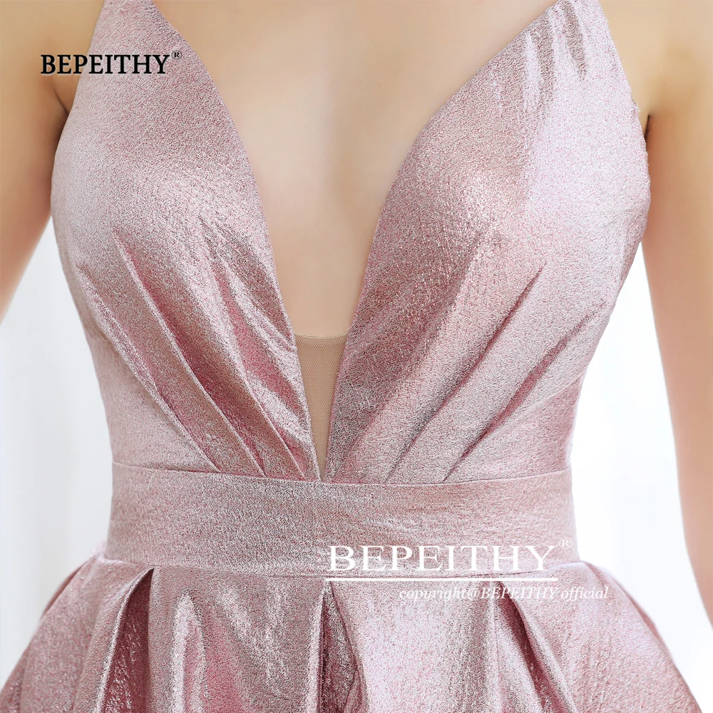Женское вечернее платье BEPEITHY длинное блестящее розовое на бретелях-спагетти с