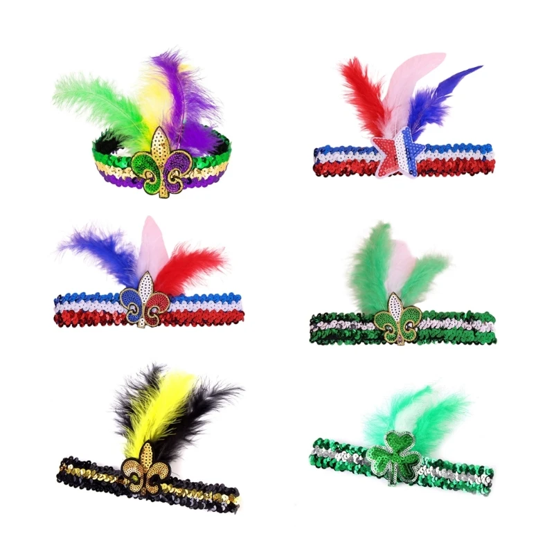 

Unisex Glitter Plume Headband Girl Shinning Live Broadcast Hair Ornament