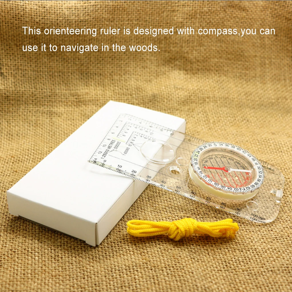 

Compass Navigation Map Ruler Portable Reading Scouting Hiking Scale Professional Drawing Outdoor Orienteering Tool