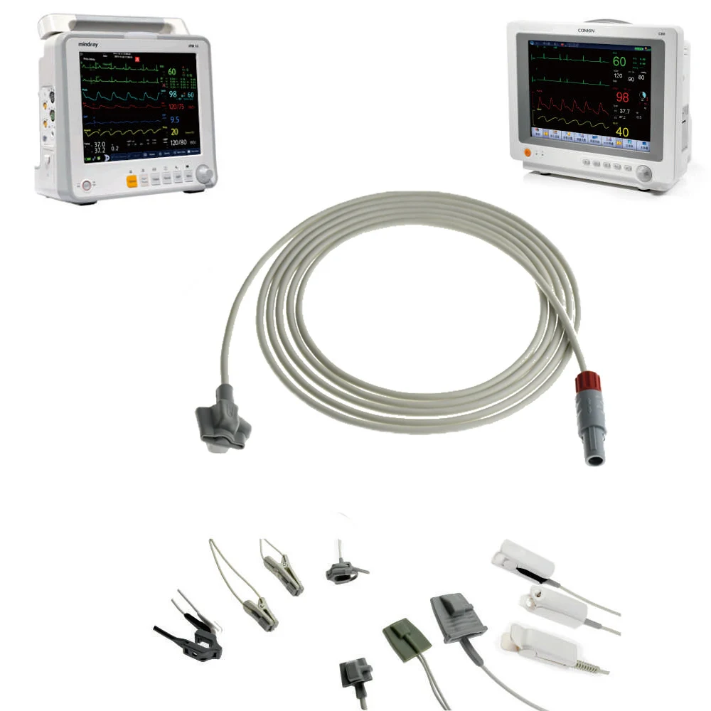 Фото Совместим с Heal Force, Creative 5 Pin Double Slot 80 °   Многоразовый датчик SpO2 для пульсоксиметра с кислородным коннектором №4